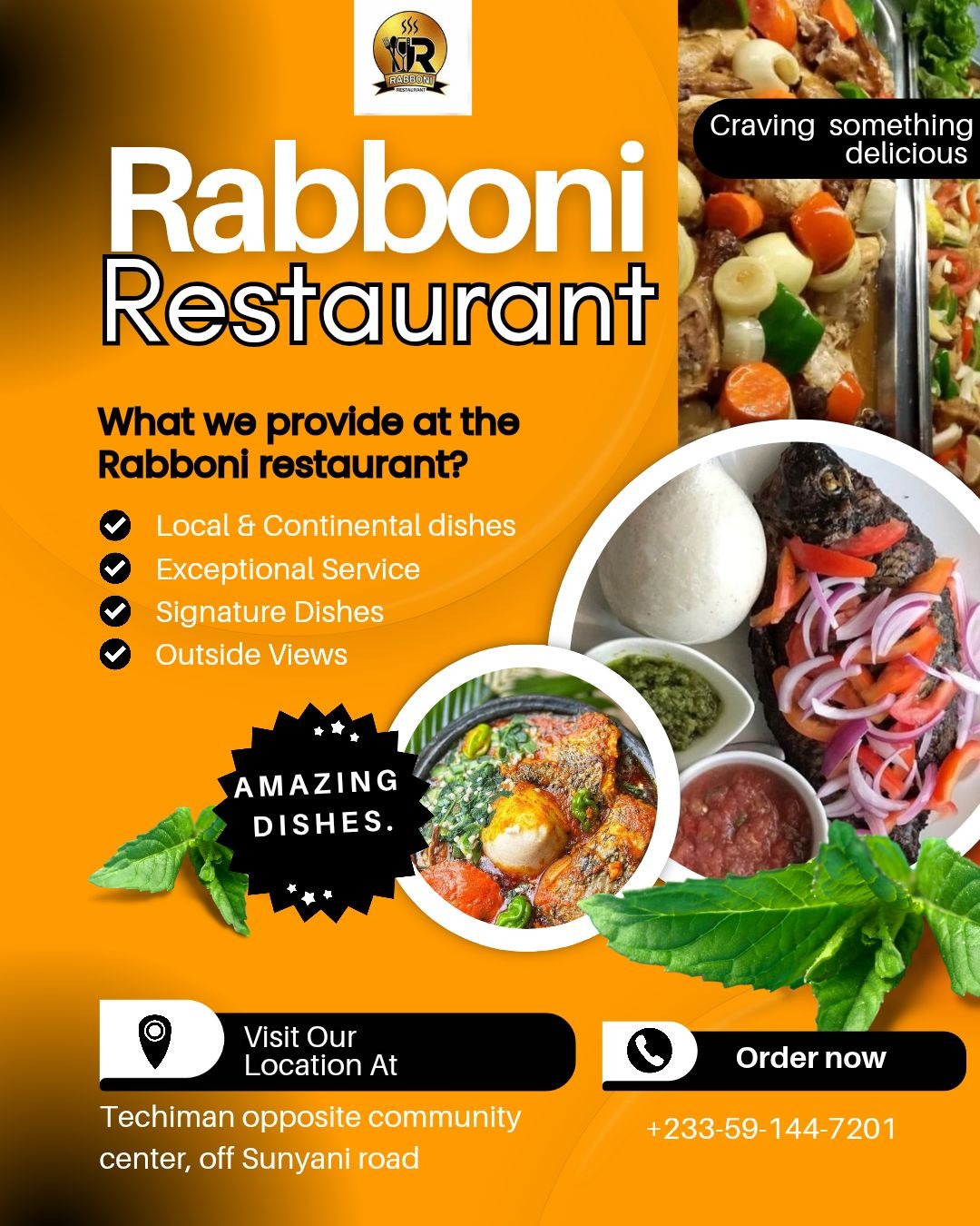 Rabboni Restaurant Flyer